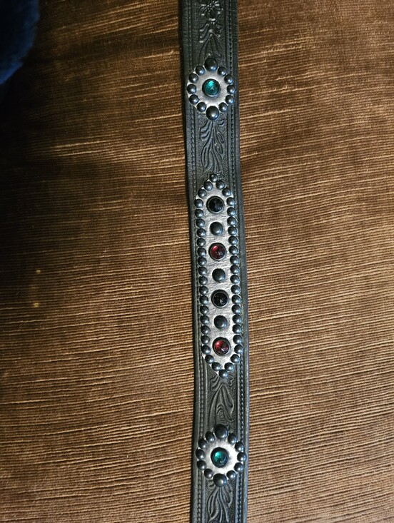 Hollywood Trading Company Studded Jeweled Tooled Leather Belt HTC  Italy main image 14